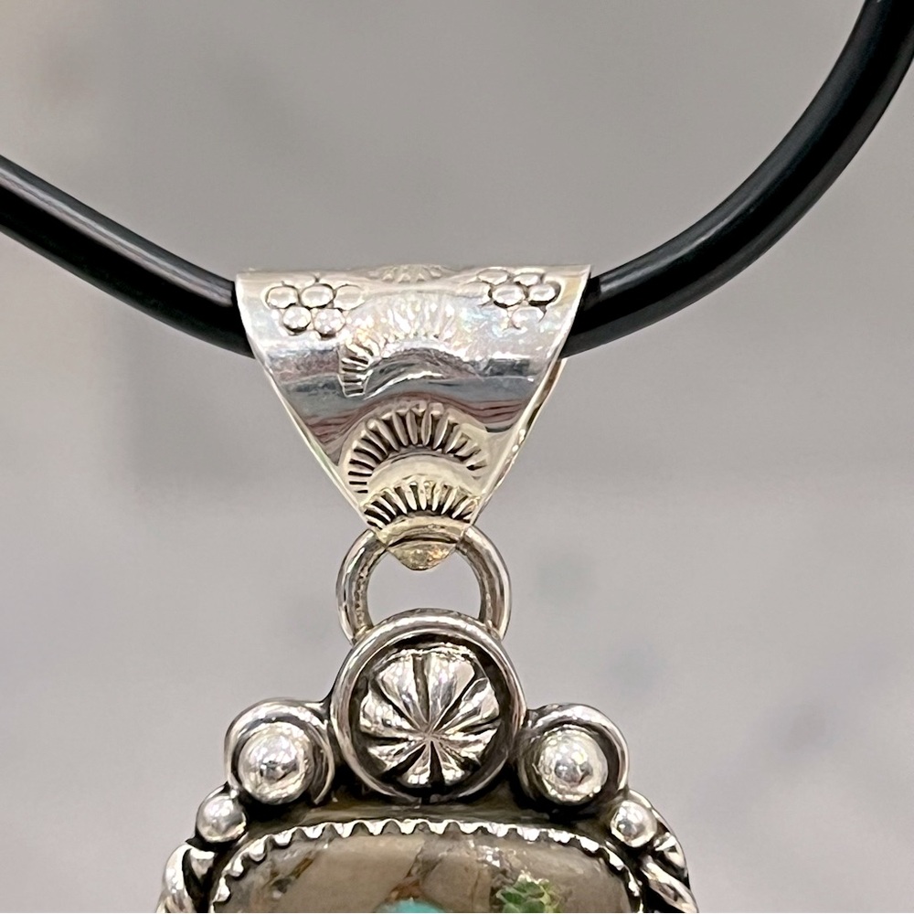 Sterling Silver Turquoise Large Pendant with Loop Choker - Picture 9 of 16